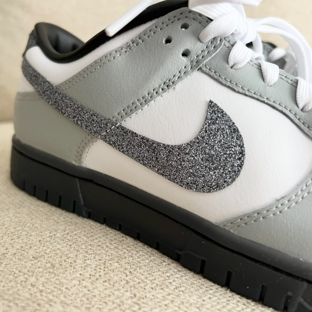 Nike Dunk Low LX Glitter Swoosh White Gray Sz 9.5W NEW IN BOX - Picture 12 of 15